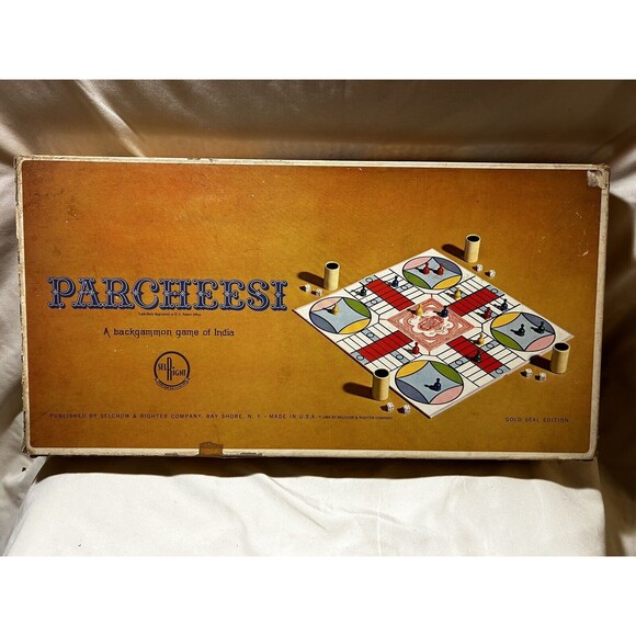 Vintage Parcheesi Board Game 1964 Gold Seal Edition Backgammon of India - Picture 2 of 7